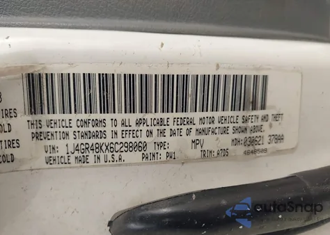 2006 Jeep Grand Cherokee Laredo z USA, uszkodzony, nr VIN 1J4GR48KX6C298060